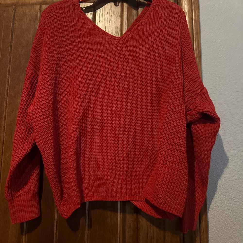 Size Small burgundy sweater by Funkitribe. Adorable back detail!  Comfy!  $10.00